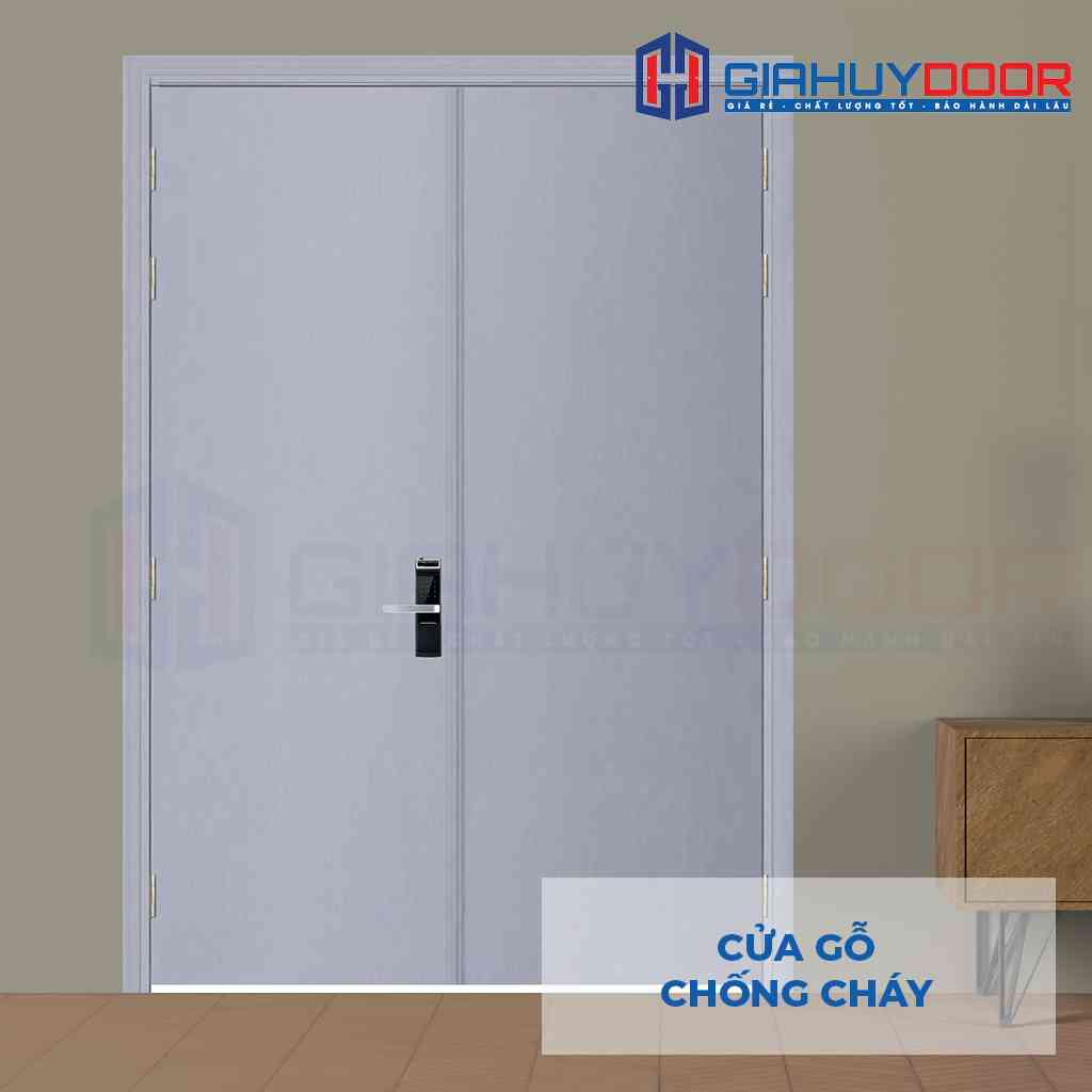 Cửa gỗ chống cháy GCC 2P son xam