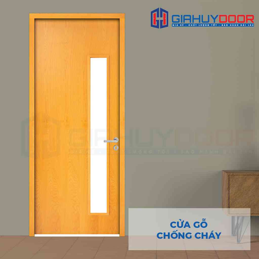 Cửa gỗ chống cháy GCC MDF Veneer P1G1 soi