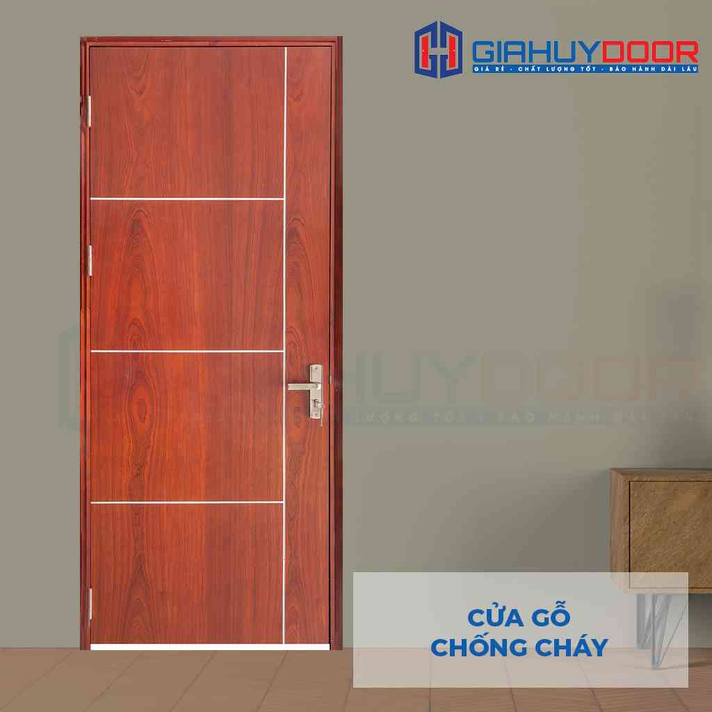 Cửa gỗ chống cháy GCC MDF Veneer P1R4 Cam xe