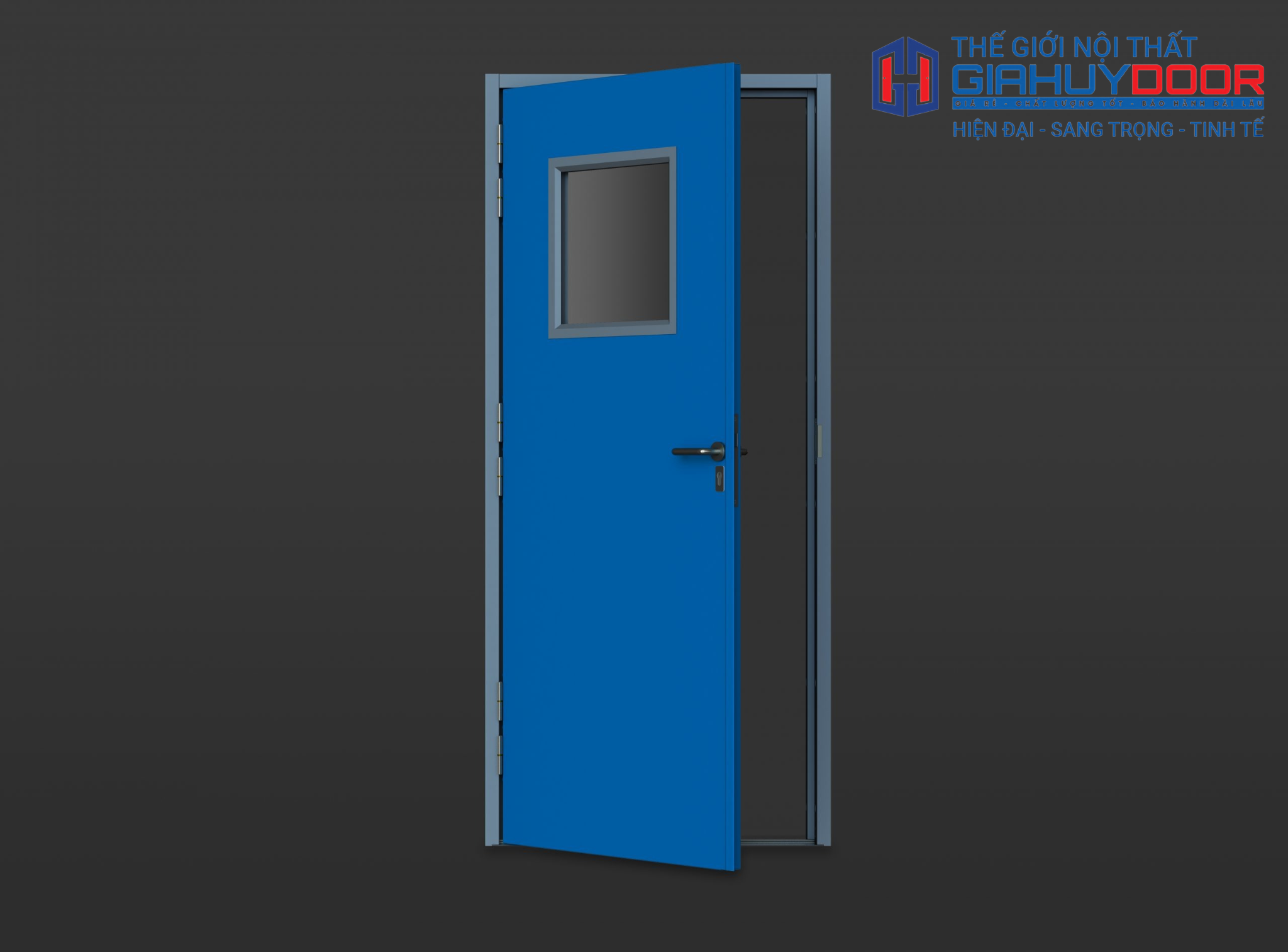 Cửa thép chống cháy P1G1 xanh dương