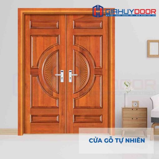 Mẫu cửa phòng ngủ tân cổ điển 2 cánh gỗ đỏ Mẫu cửa phòng ngủ tân cổ điển 2 cánh gỗ đỏ