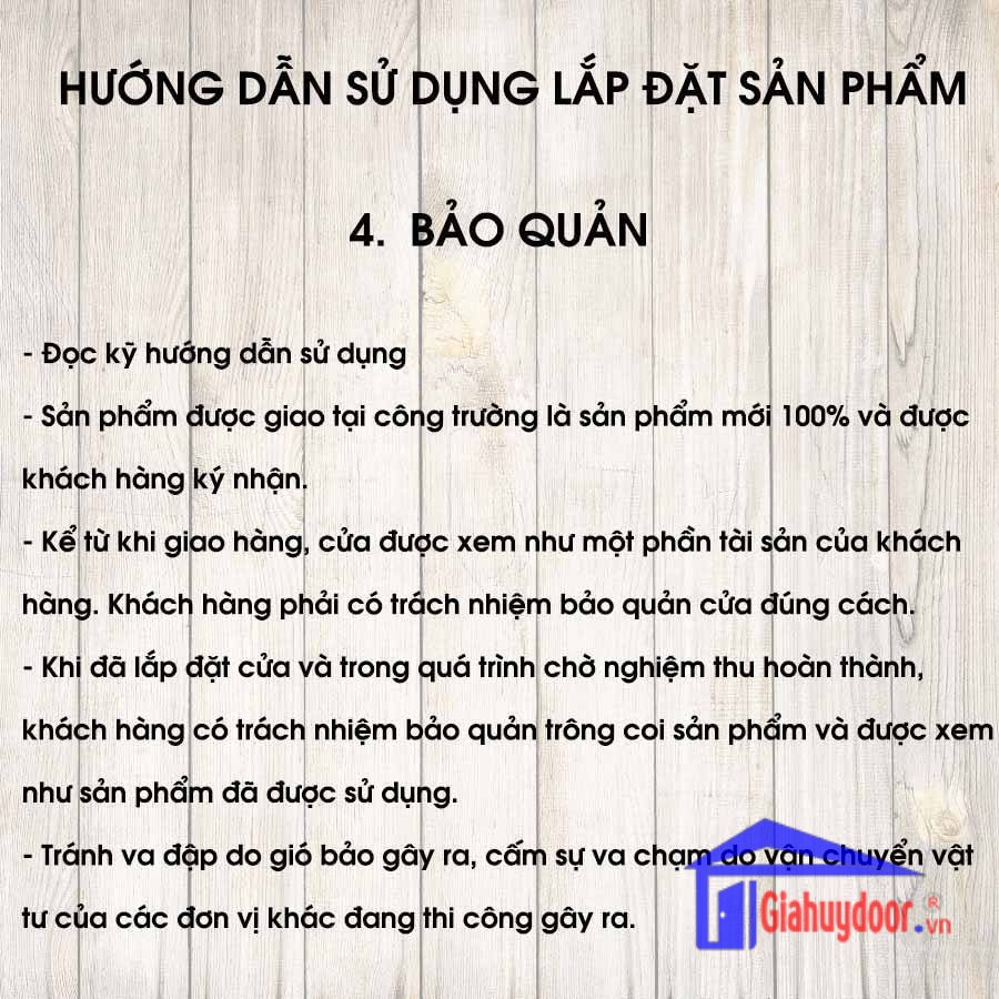 TIÊU CHUẨN KỸ THUẬT SẢN PHẨM CÔNG TY WIN QUY ĐỊNH BẢO HÀNH THƯƠNG HIỆU-GIA HUY DOOR