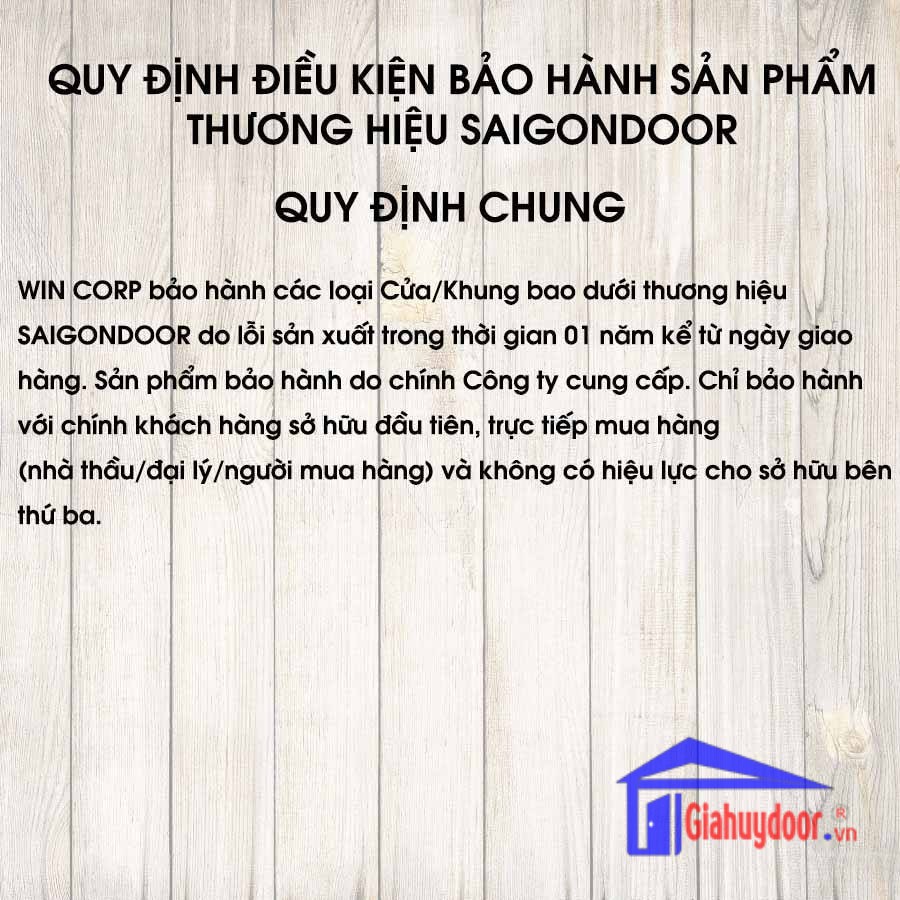 TIÊU CHUẨN KỸ THUẬT SẢN PHẨM CÔNG TY WIN QUY ĐỊNH BẢO HÀNH THƯƠNG HIỆU-GIA HUY DOOR
