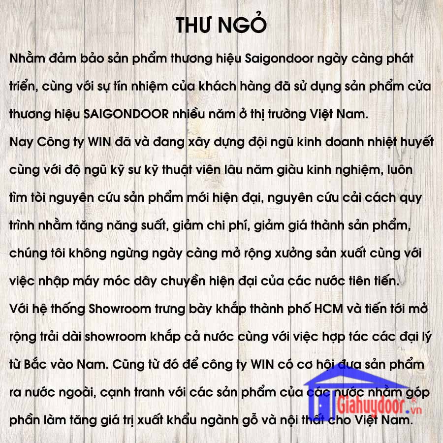 TIÊU CHUẨN KỸ THUẬT SẢN PHẨM CÔNG TY WIN QUY ĐỊNH BẢO HÀNH THƯƠNG HIỆU-GIA HUY DOOR