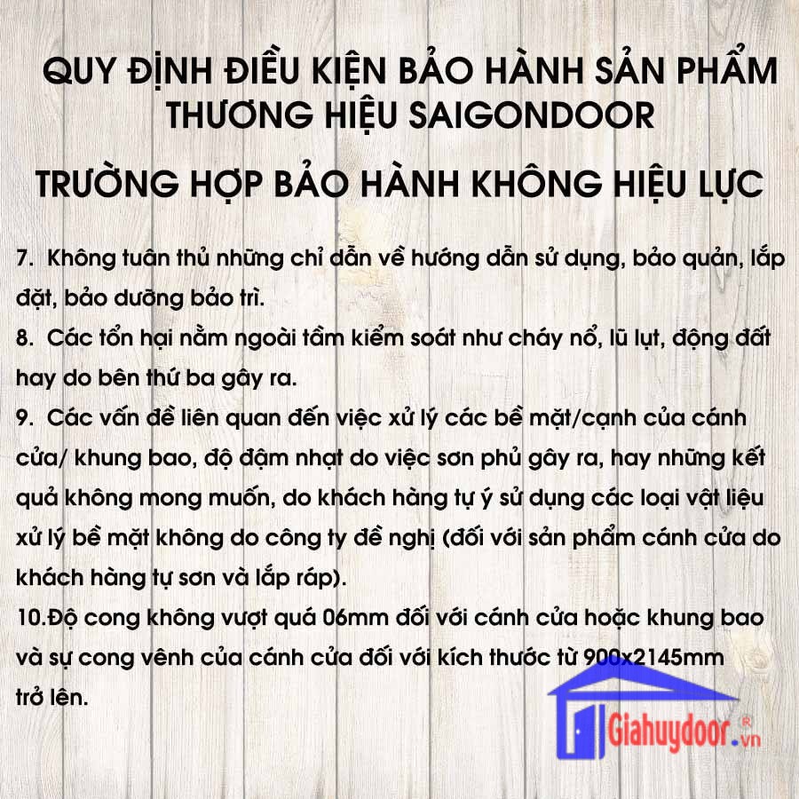 TIÊU CHUẨN KỸ THUẬT SẢN PHẨM CÔNG TY WIN QUY ĐỊNH BẢO HÀNH THƯƠNG HIỆU-GIA HUY DOOR